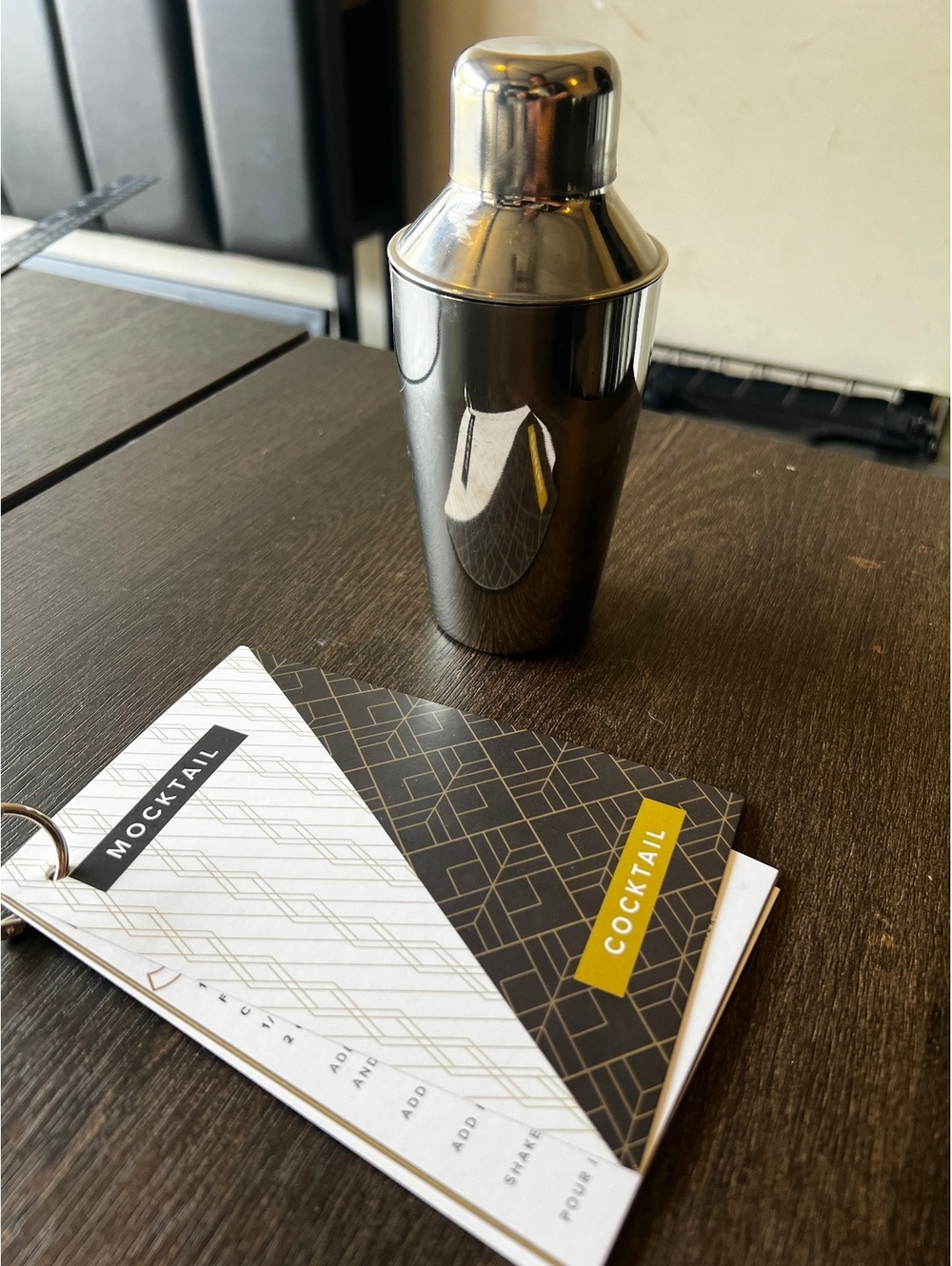 Stainless Steel Cocktail Shaker Set w/ Cocktail & Mocktail Recipe Cards Barware